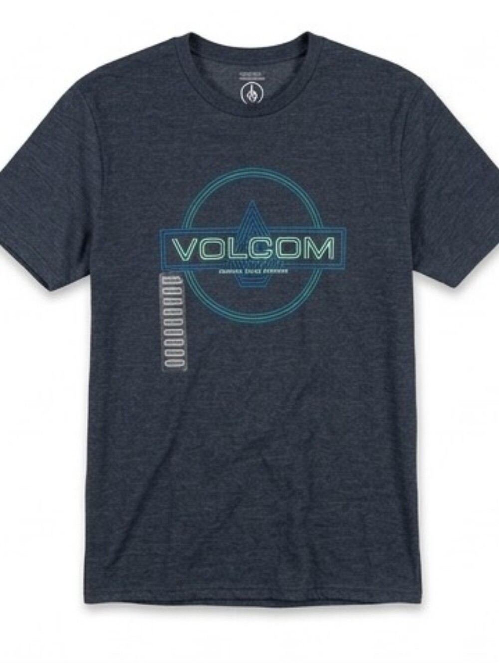 Volcom Heather Navy Short Sleeve Logo Tee with Teal Graphic